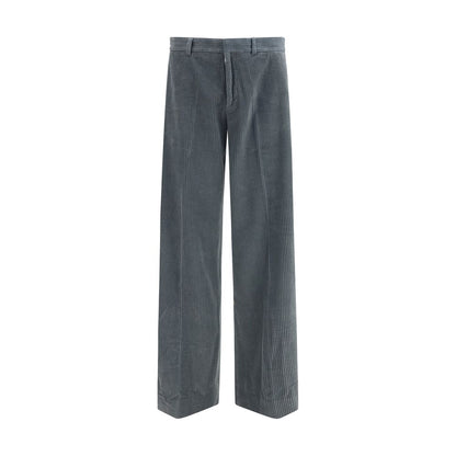 Gray Cotton Casual Pants