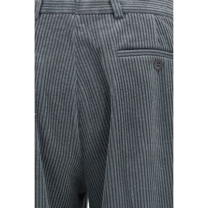 Gray Cotton Casual Pants