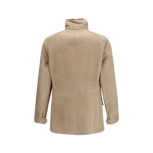 Beige Lambskin Full-Length Jacket