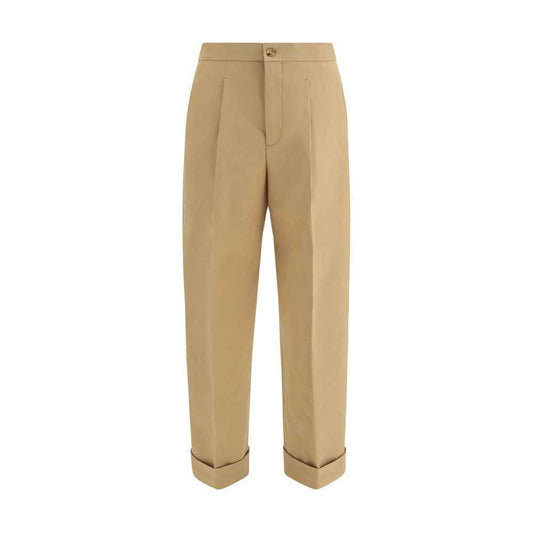 Beige Cotton Dress Pants