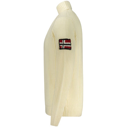 White Wool Men Sweater