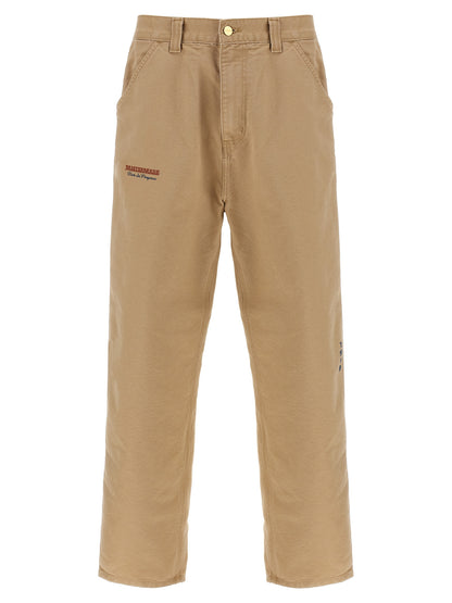 Beige Organic Cotton Casual Pants