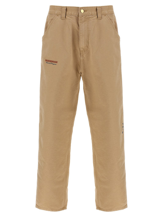 Beige Organic Cotton Casual Pants