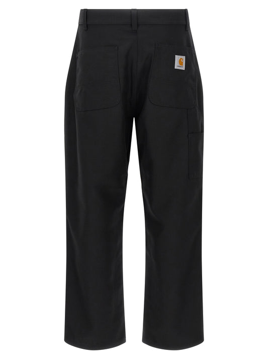Black Polyester Casual Pants