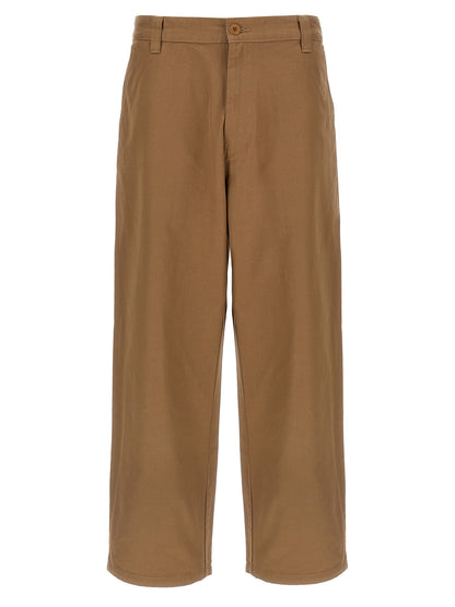 Beige Cotton Casual Pants