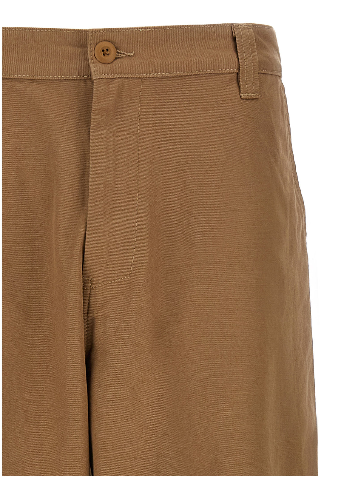 Beige Cotton Casual Pants