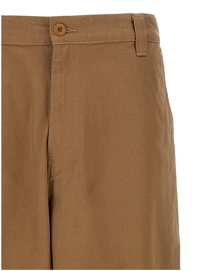 Beige Cotton Casual Pants