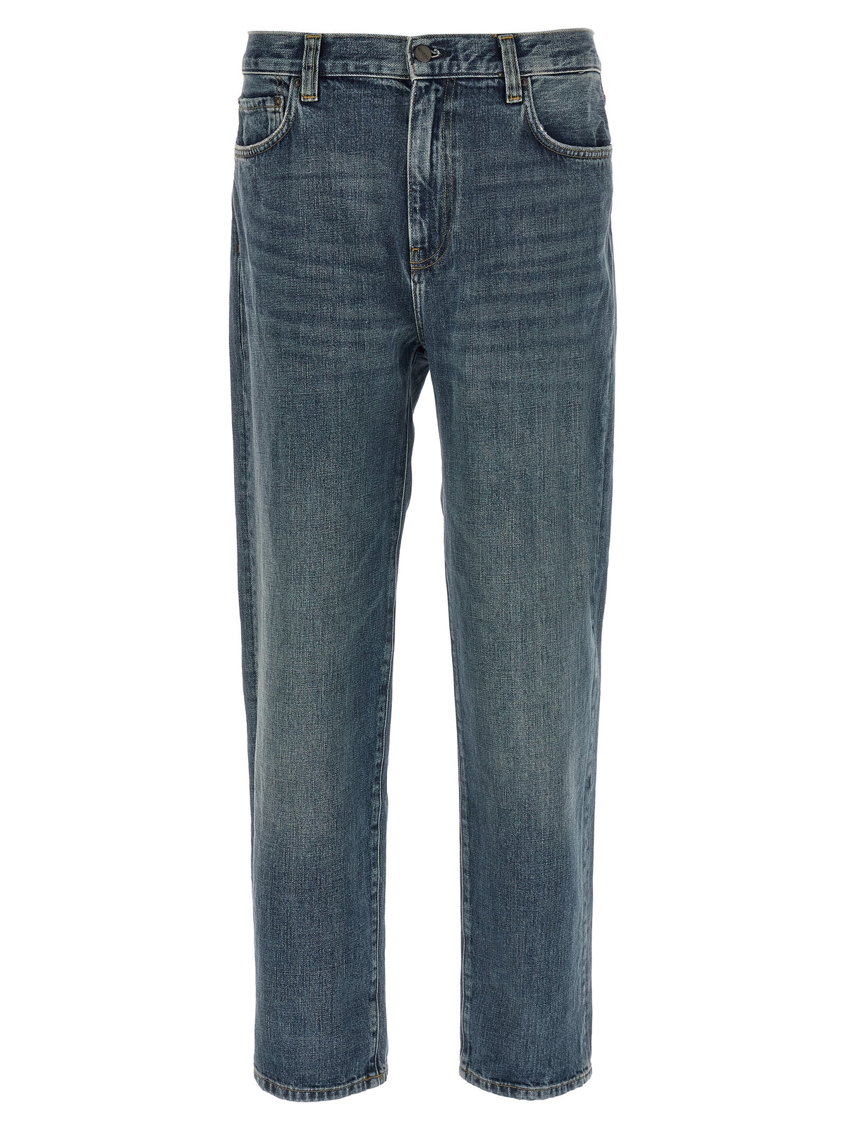 Blue Cotton Tapered Jeans