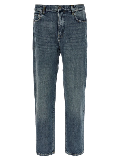 Blue Cotton Tapered Jeans
