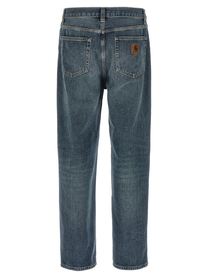 Blue Cotton Tapered Jeans
