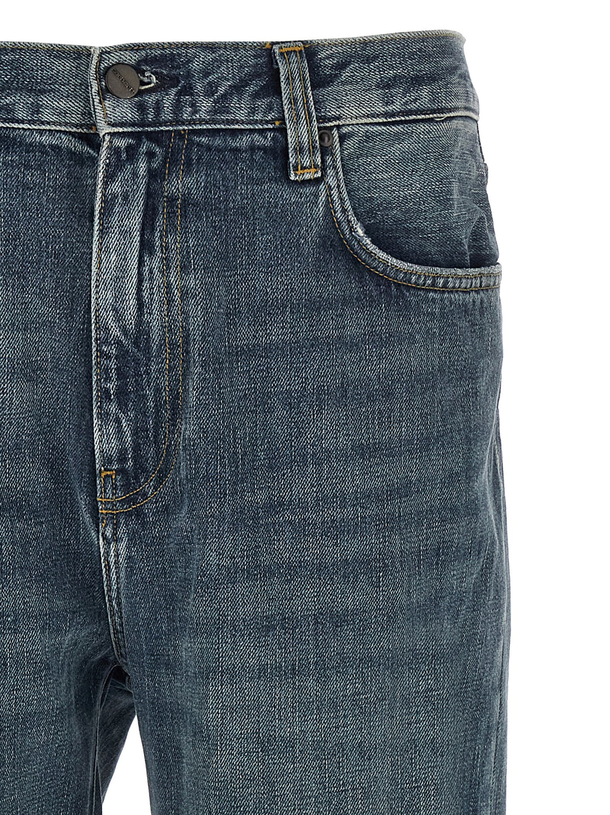 Blue Cotton Tapered Jeans