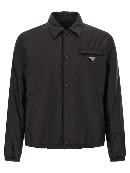 Black Recycled Polyamide Full-Length Jacket
