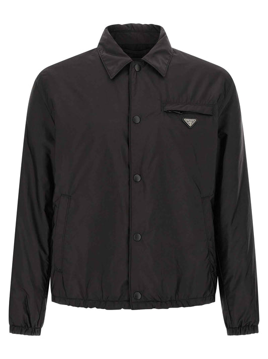 Black Recycled Polyamide Full-Length Jacket