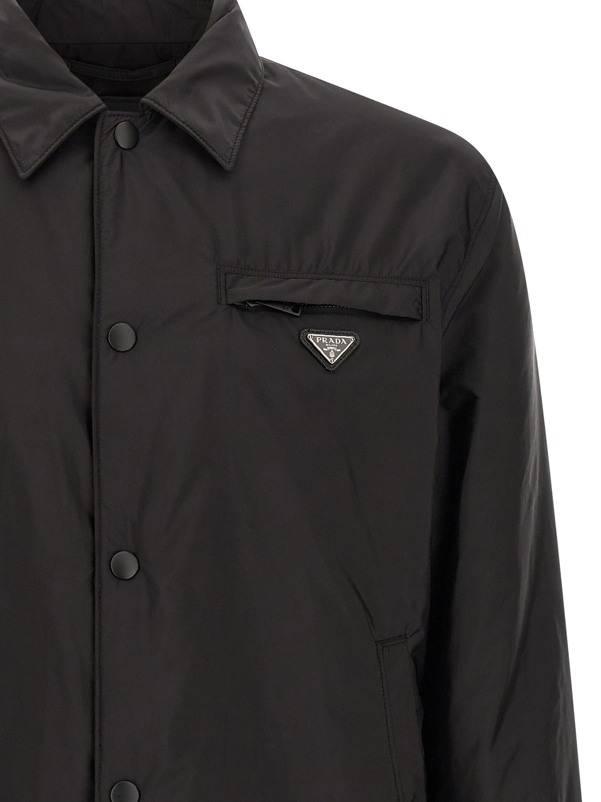 Black Recycled Polyamide Full-Length Jacket