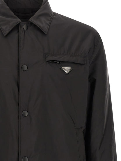 Black Recycled Polyamide Full-Length Jacket