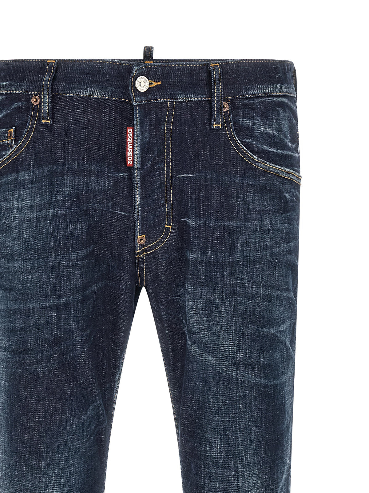 Blue Cotton Straight-Leg Jeans