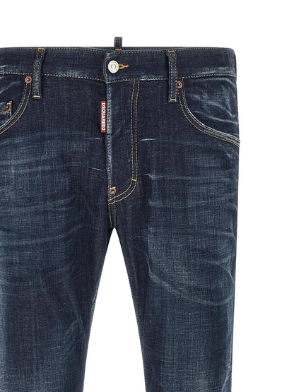 Blue Cotton Straight-Leg Jeans