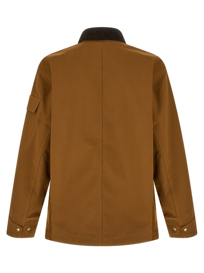 Brown Nylon Full-Length Jacket