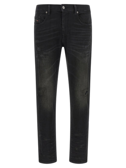 Black Cotton Tapered Jeans