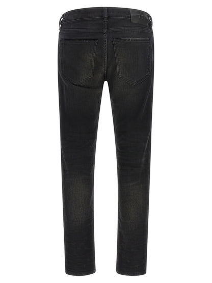 Black Cotton Tapered Jeans
