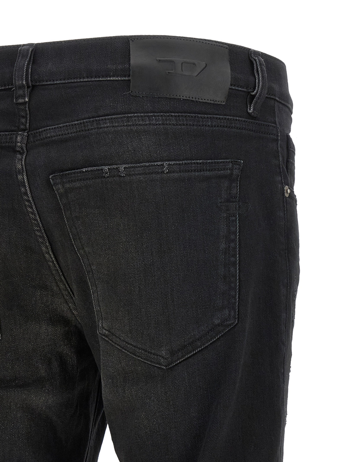 Black Cotton Tapered Jeans