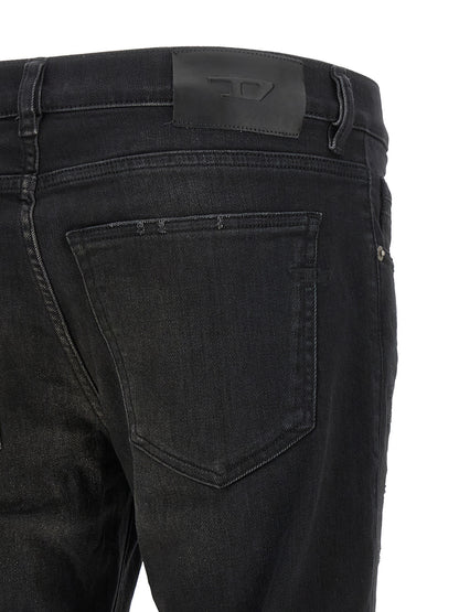 Black Cotton Tapered Jeans