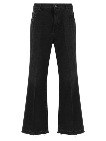 Black Cotton Flared Jeans