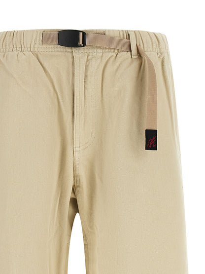 Beige Cotton Casual Pants