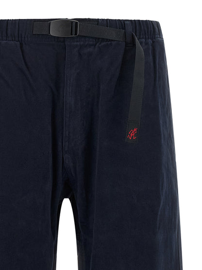 Blue Cotton Casual Pants