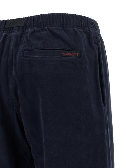 Blue Cotton Casual Pants