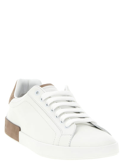 Beige Calfskin Low Top Sneakers