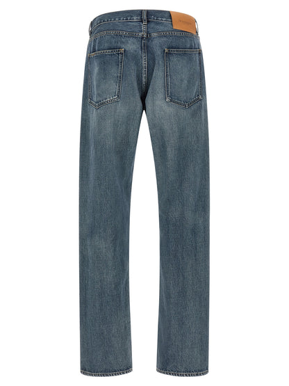 Blue Cotton Straight-Leg Jeans