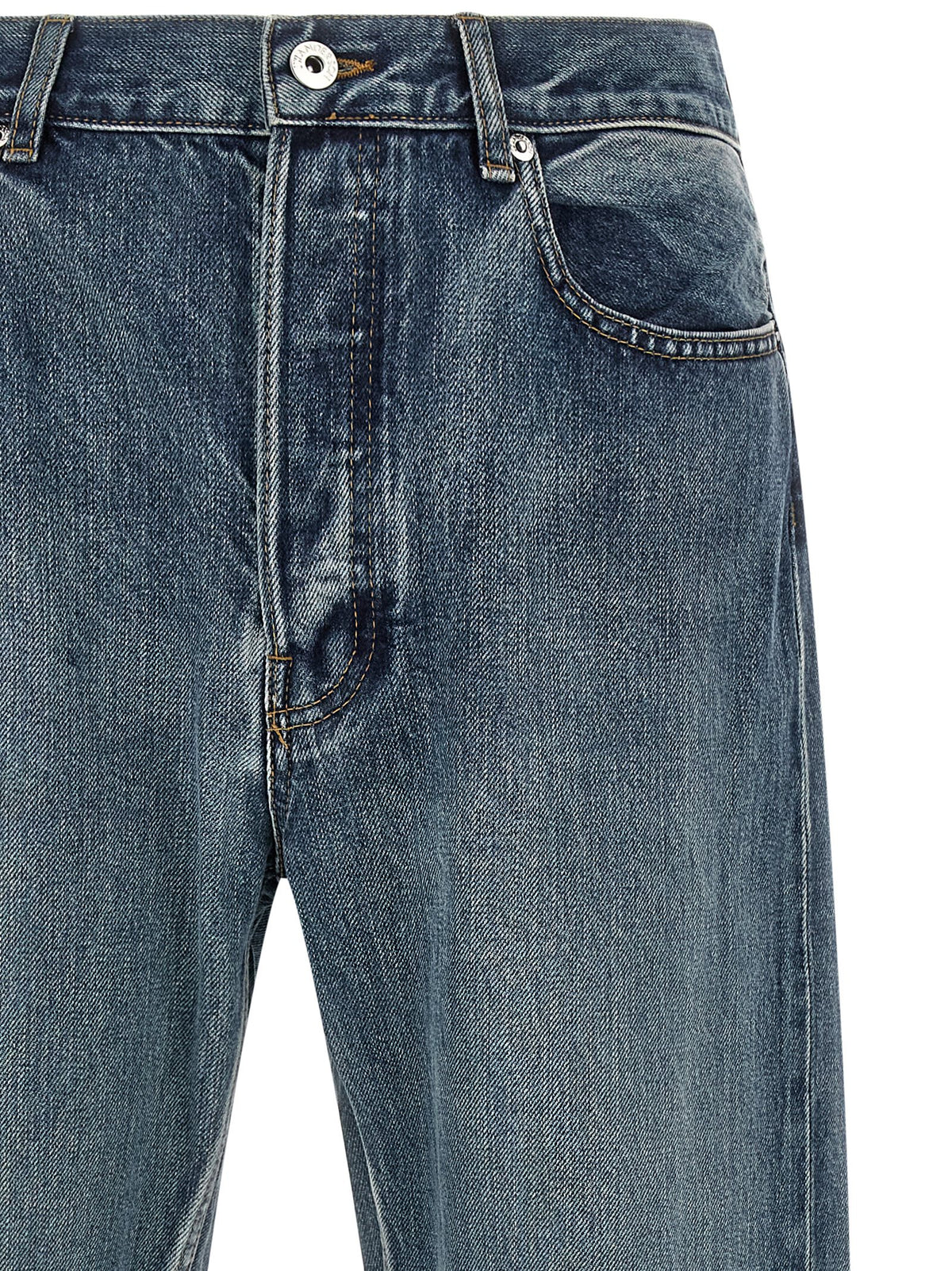 Blue Cotton Straight-Leg Jeans