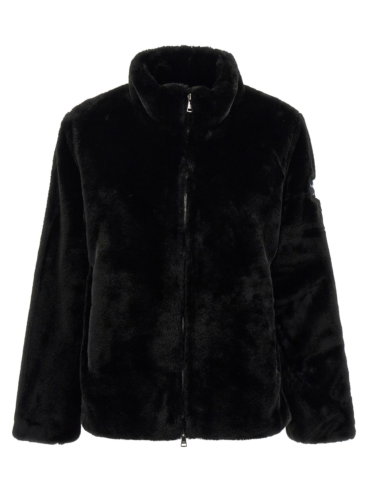 Black Polyester Full-Length Jacket
