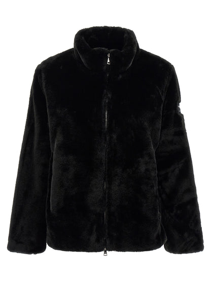 Black Polyester Full-Length Jacket