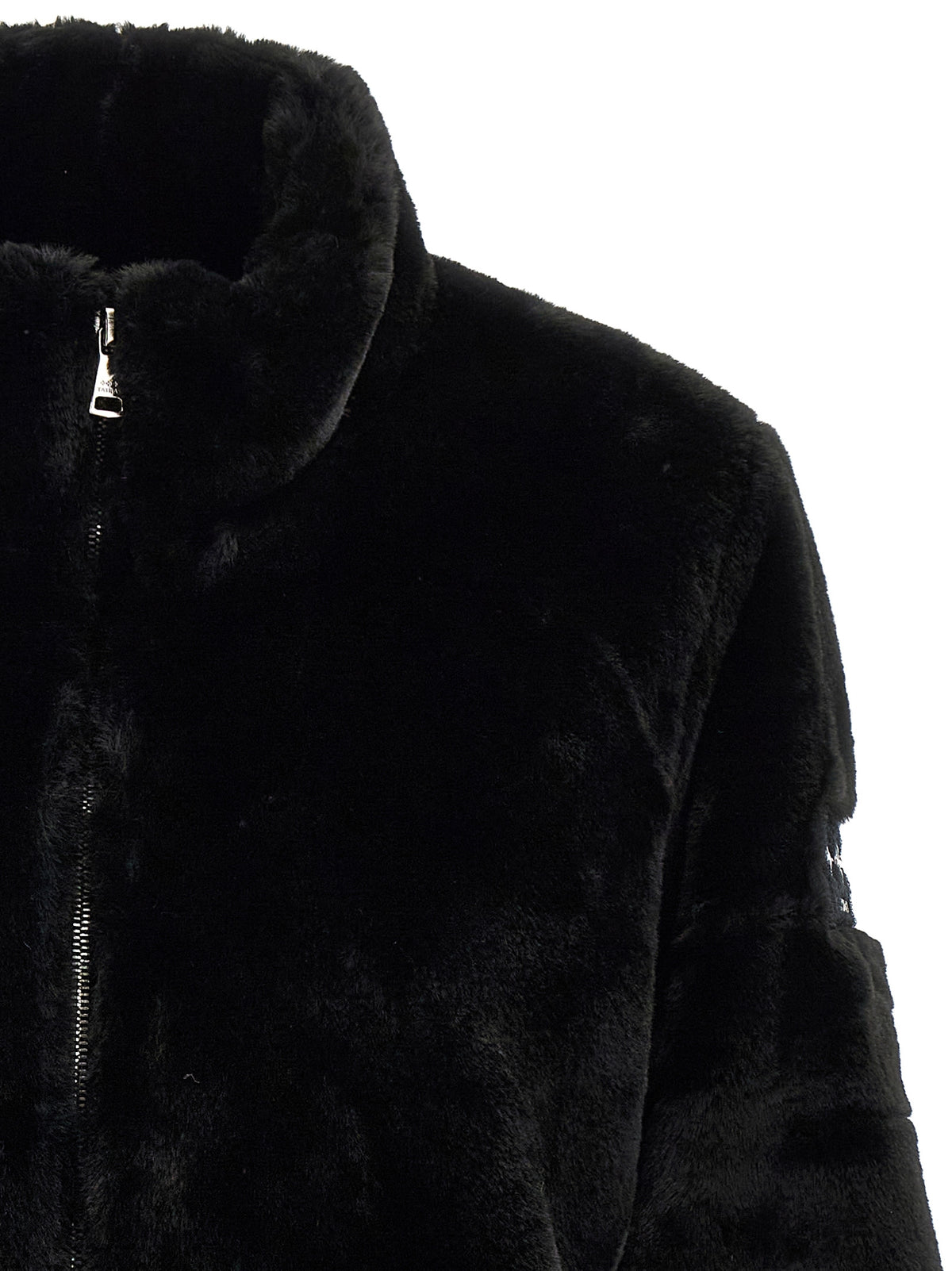 Black Polyester Full-Length Jacket