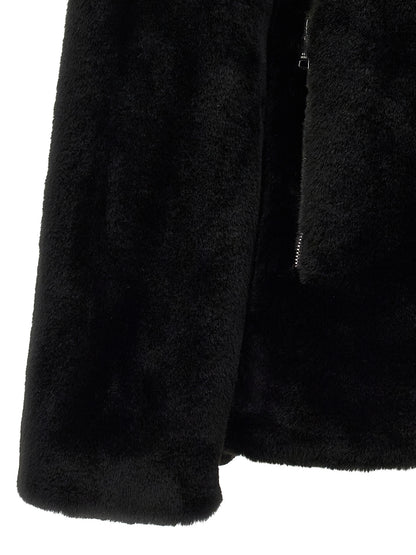Black Polyester Full-Length Jacket