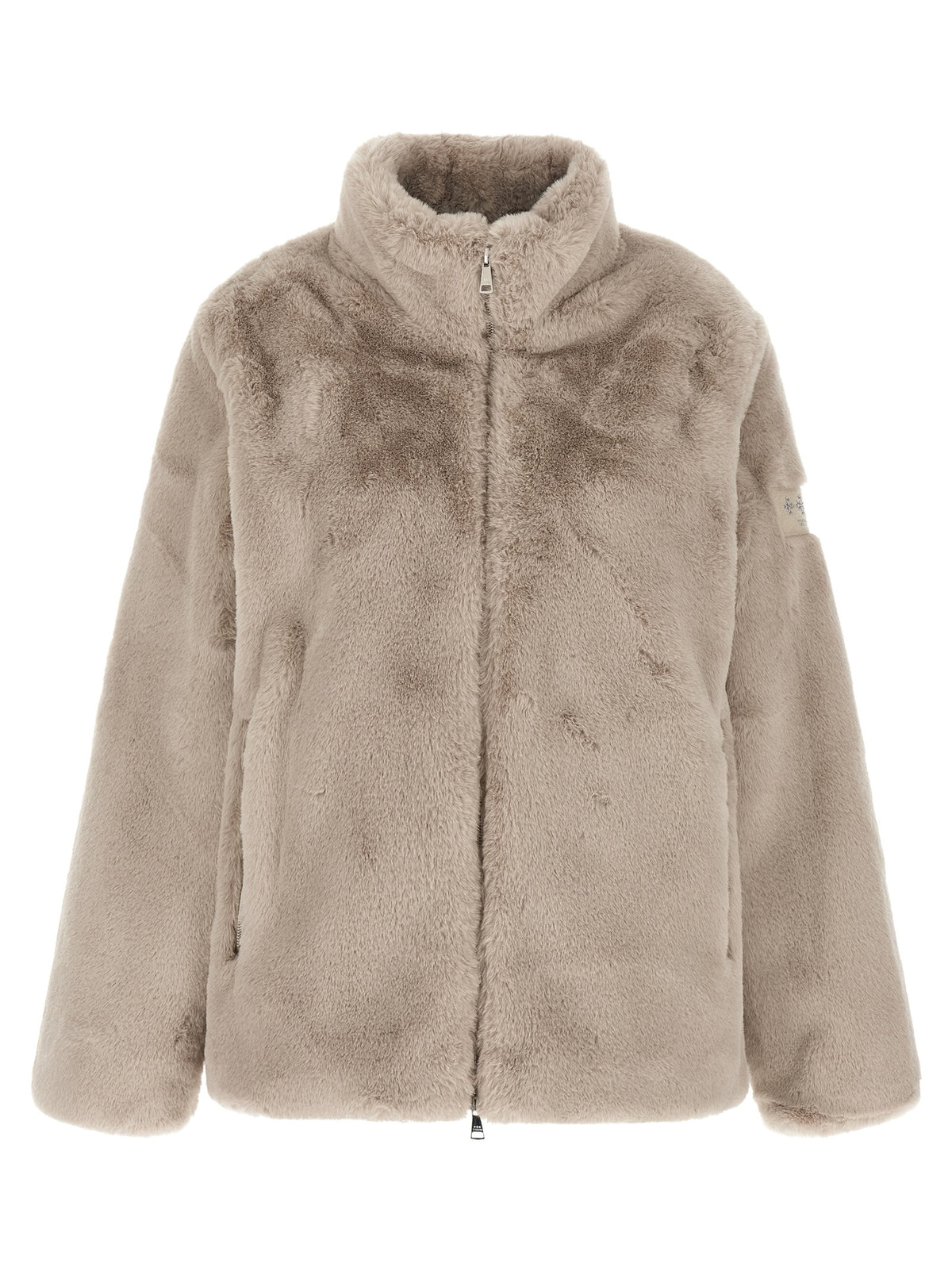 Beige Polyester Full-Length Jacket
