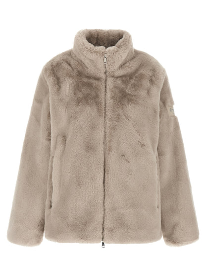 Beige Polyester Full-Length Jacket