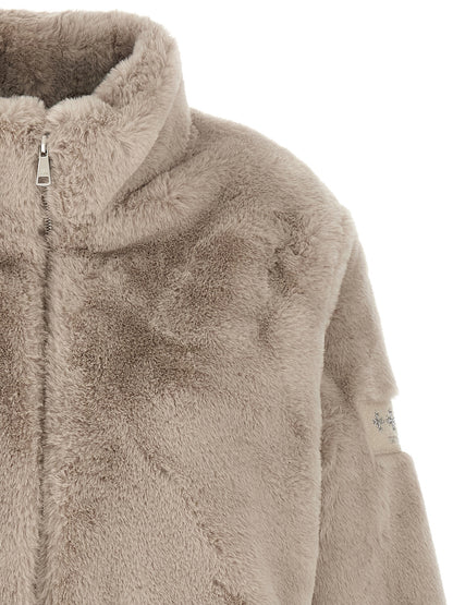 Beige Polyester Full-Length Jacket