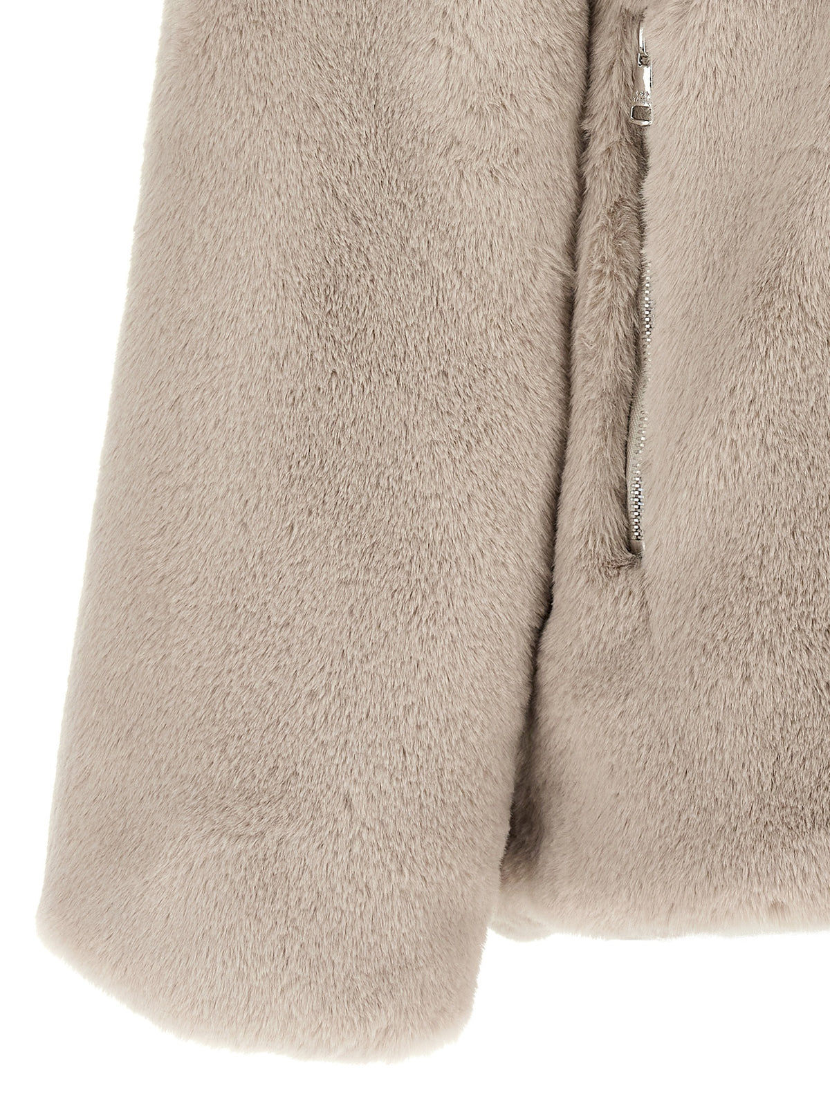 Beige Polyester Full-Length Jacket