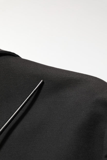 Black Embroidered Single Breasted Jacket
