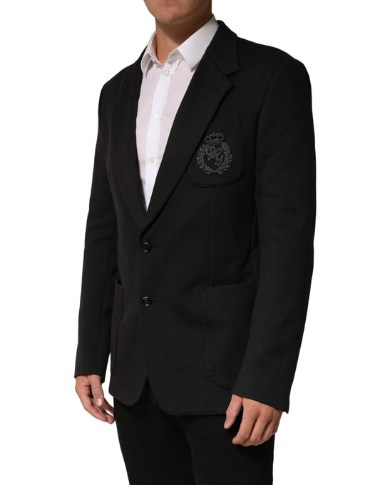 Black Embroidered Single Breasted Jacket