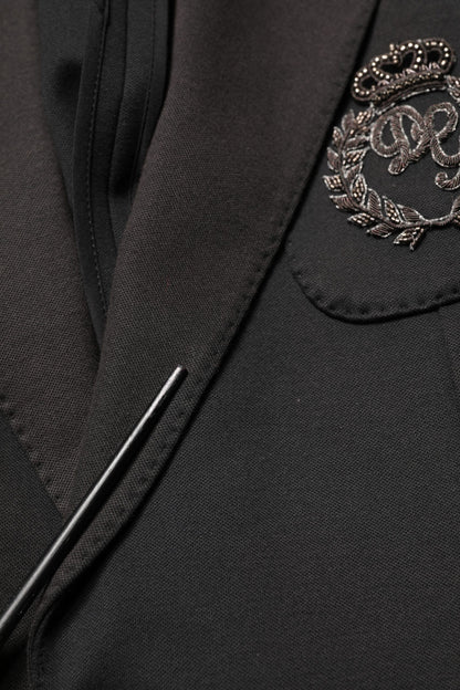 Black Embroidered Single Breasted Jacket