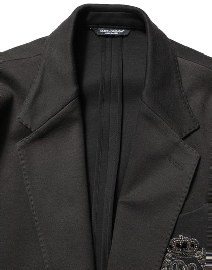 Black Embroidered Single Breasted Men Jacket