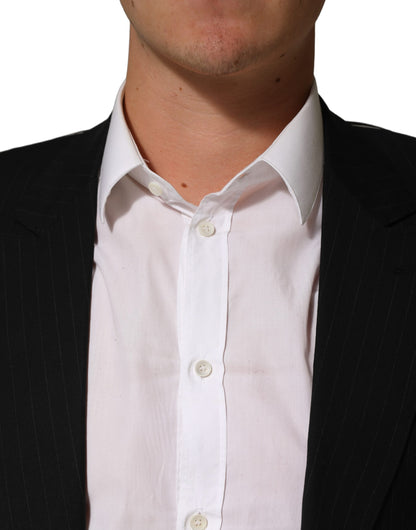 Black Pinstripe Men Single Breasted Jacket