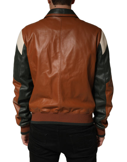 Multicolored Leather Full Zip Men Jacket