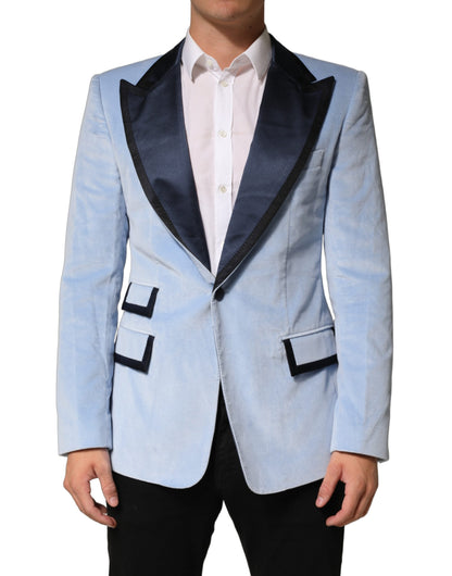 Blue Cotton Formal Single Breasted Jacket
