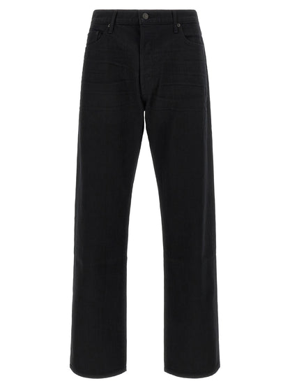 Black Cotton Straight-Leg Jeans