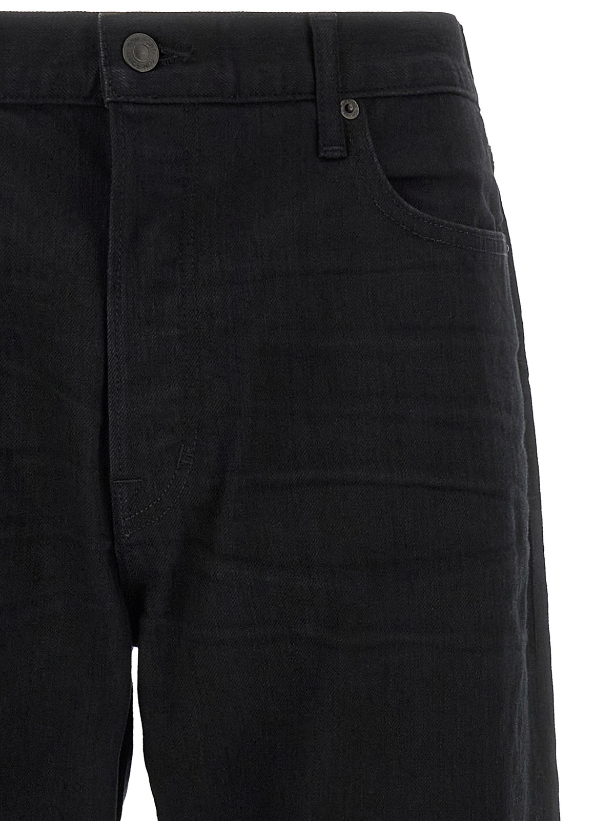 Black Cotton Straight-Leg Jeans